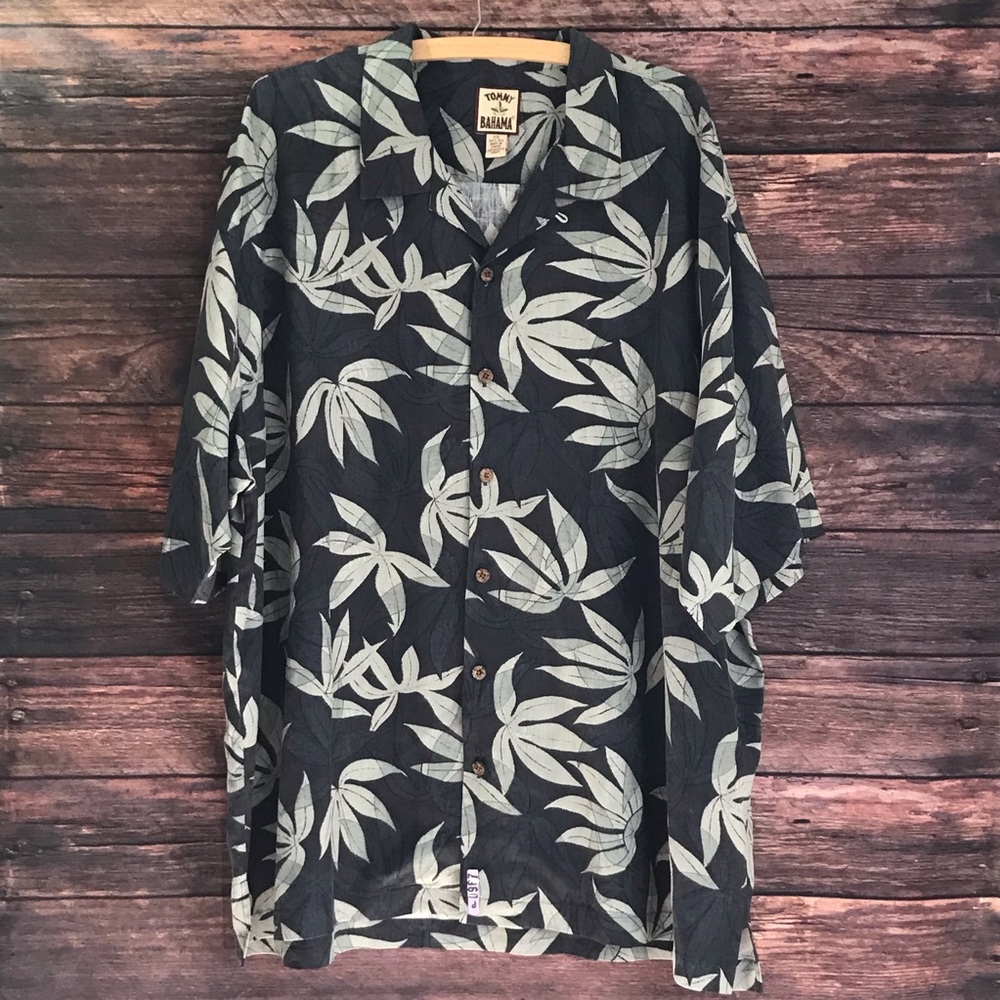Tommy Bahama Men’s Leaf Leaves Silk Button Shirt XXL